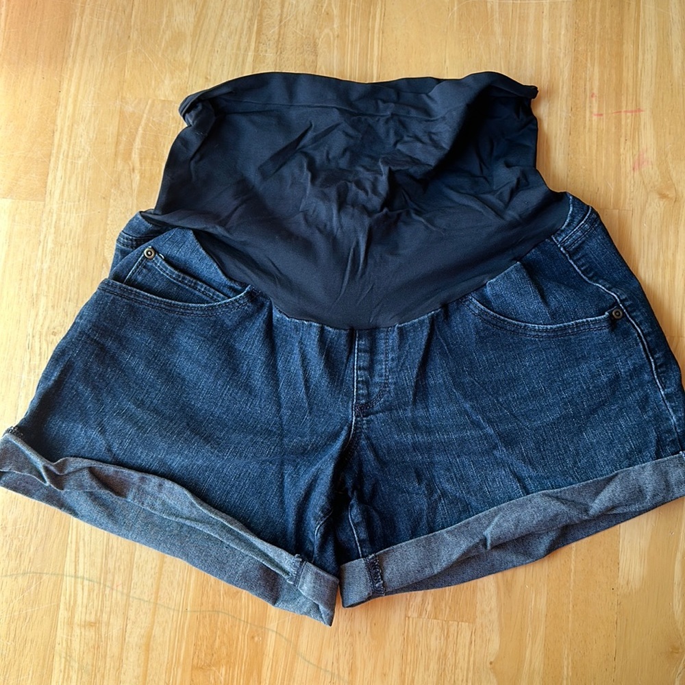 a.glow Over Bump Maternity Denim Shorts